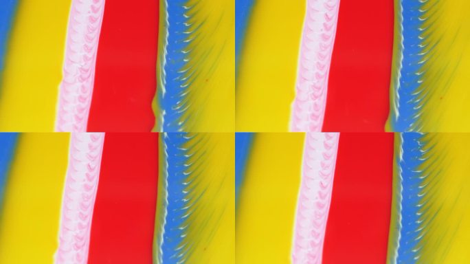 可移动的黄，蓝，红背景与装饰图案。流动的绘画艺术