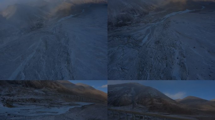 fpv穿越机航拍冬季阿尼玛卿山冰川雪山