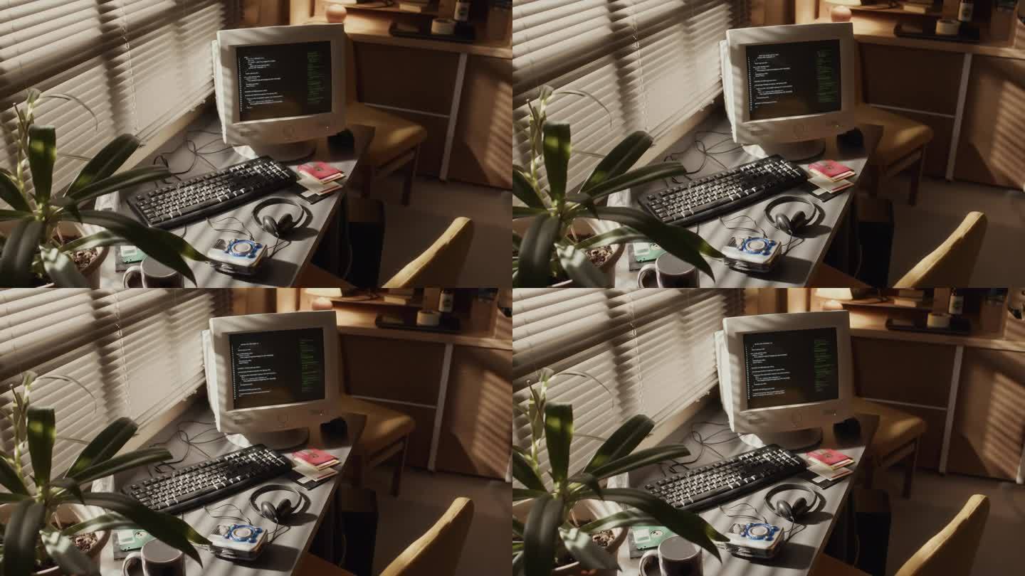 90年代暖光房桌上电脑显示器