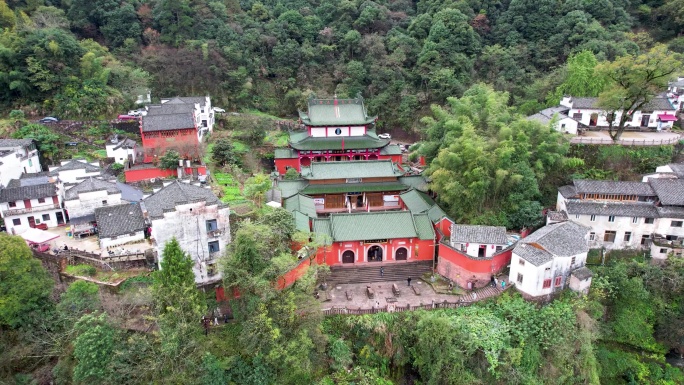 齐云山风景名胜太素宫徽派建筑道教名山航拍