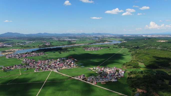 美丽乡村农村建筑别墅二层小洋楼农田水稻地