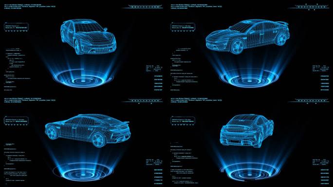 蓝色全息小米汽车素材带通道