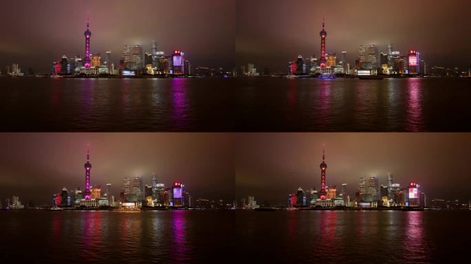 上海外滩东方明珠夜景延时视频