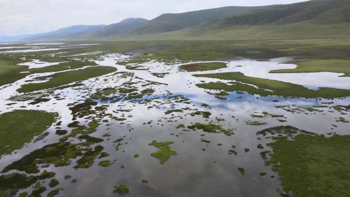 高原湿地航拍