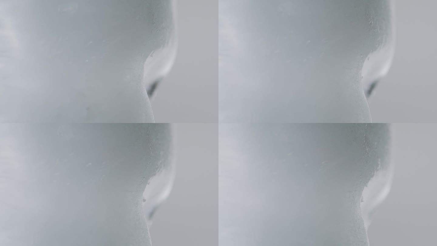 冰融化的微距镜头
