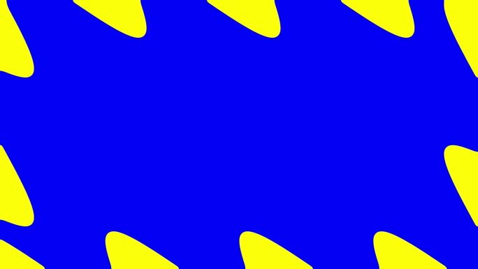 弯曲的黄色形状装饰动画围绕蓝色背景与复制空间