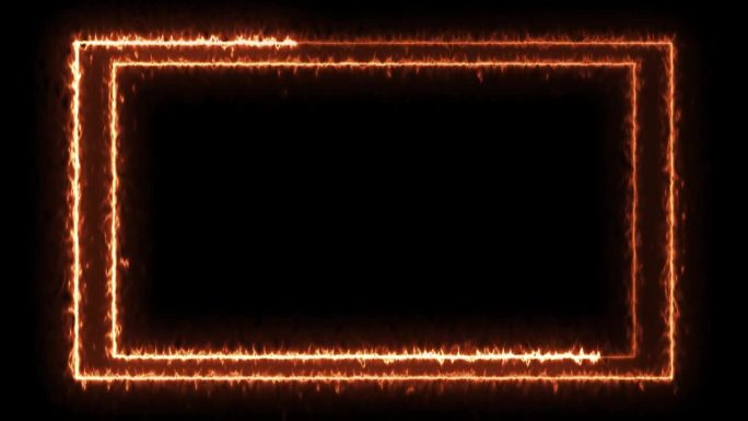的框架。火光，框架，火焰传送门，发光传送门。火，光，光效。4 k的视频。黑色背景的动画。