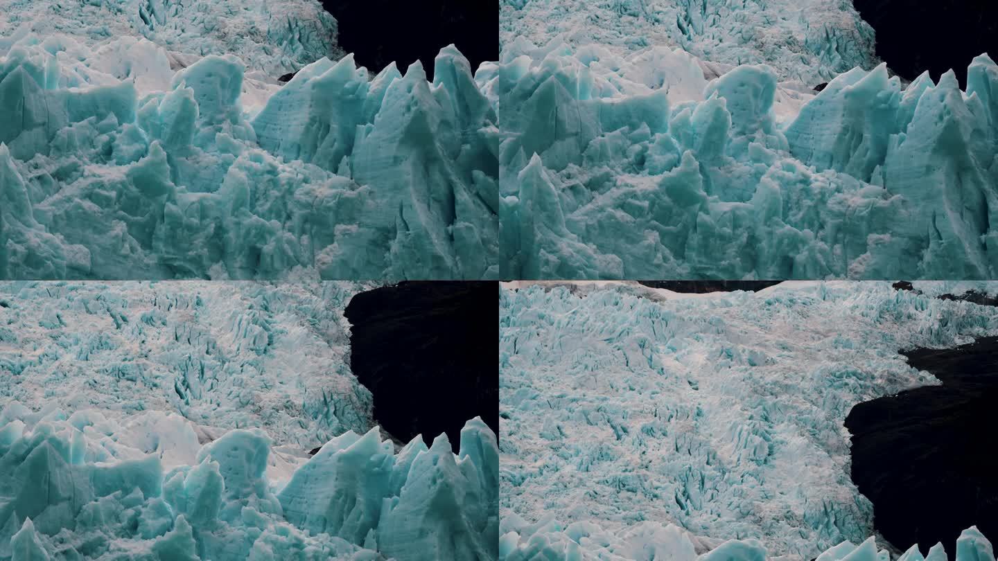 阿根廷巴塔哥尼亚的阿根廷湖冰川崩解的超现实景象。摇上拍摄