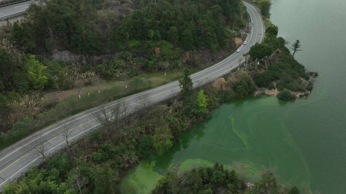 航拍福建国道高速公路绿水青山美景视频