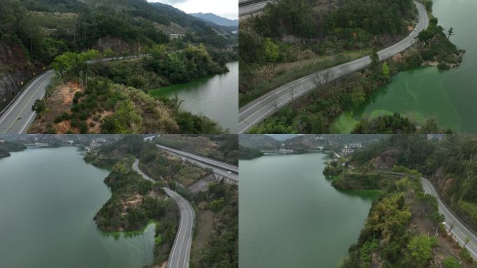 航拍福建国道高速公路绿水青山美景视频