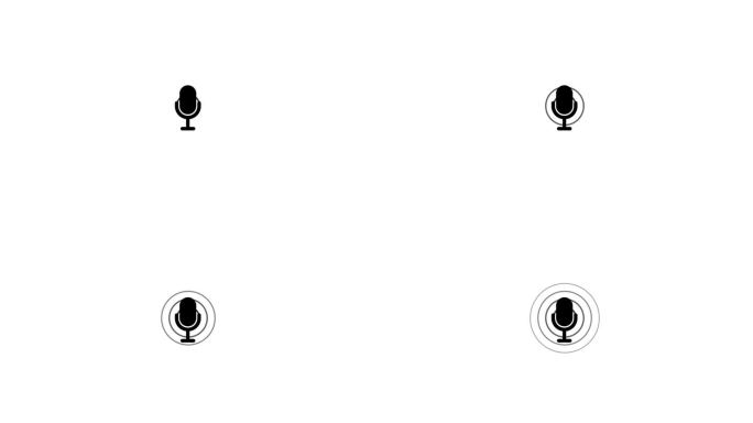 无线电波背景概念上的动画麦克风图标