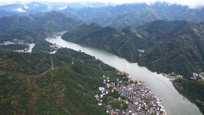 新安江山水画廊自然风光徽文化古村落航拍