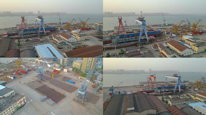 南京市鼓楼区中国长航船舶重工金陵船厂航拍