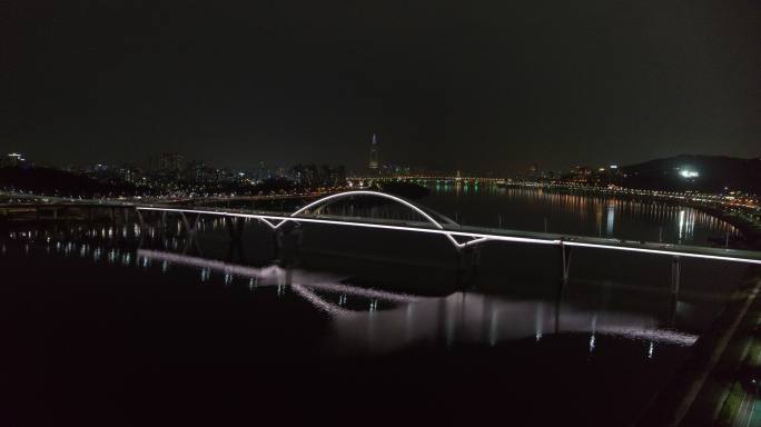 韩国 釜山 汉江 大桥 夜景 航拍 大全