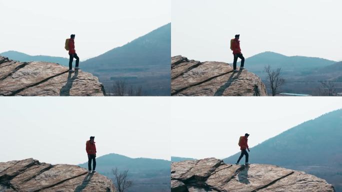 登顶山峰户外