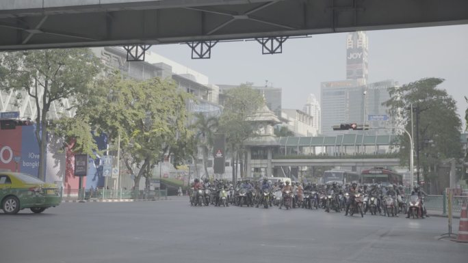 泰国 曼谷 街道 人群 摩托车
