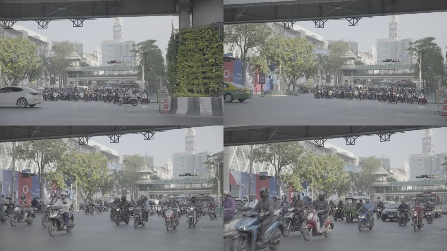 泰国 曼谷 街道 人群 摩托车