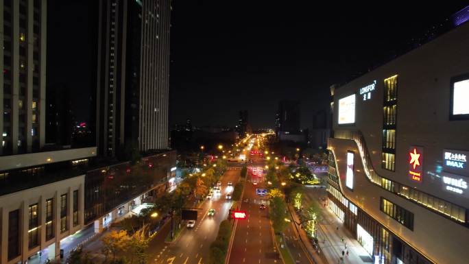 杭州下沙高沙路夜景航拍