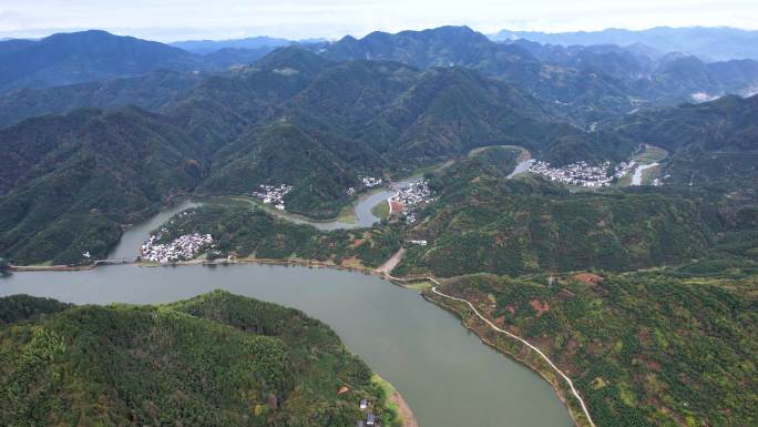 新安江山水画廊自然风光徽文化古村落航拍