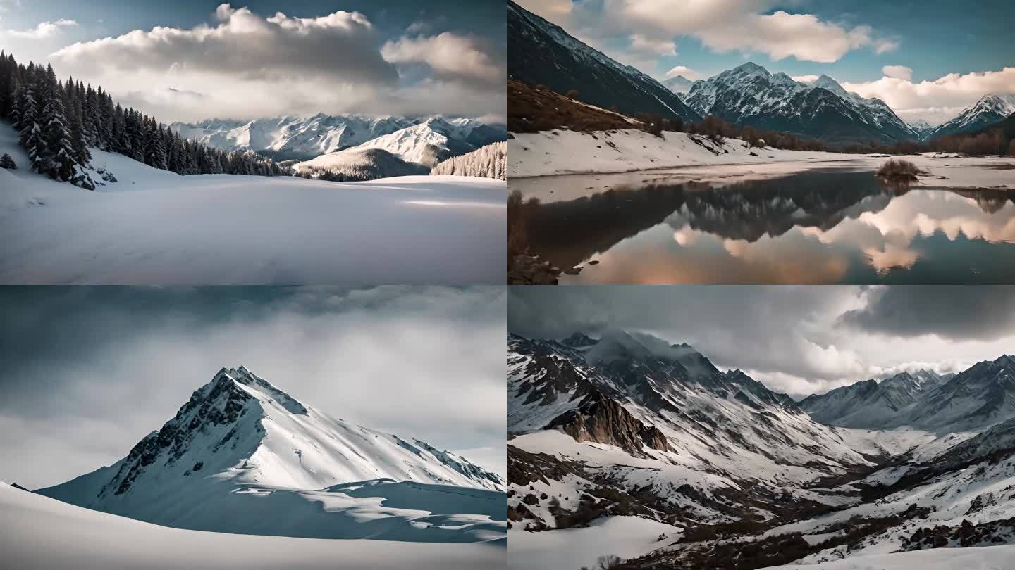 4K雪山延时摄影云层山峰山顶自然空镜