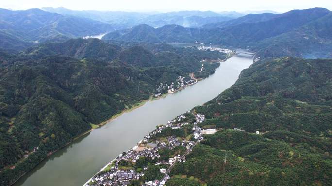 新安江山水画廊自然风光徽文化古村落航拍