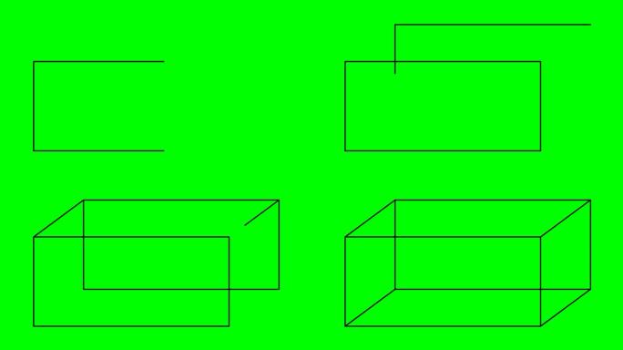 视频动画矩形或矩形形状三维三维绘制轮廓