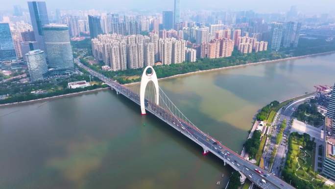 广州海珠区阅江西路猎德大桥珠江航拍城市风