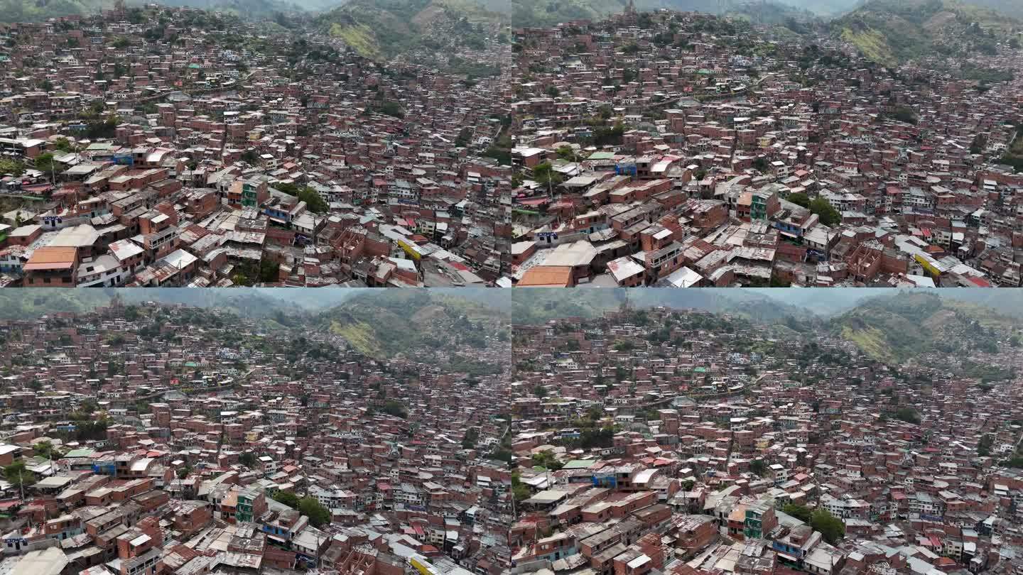 无人机航拍Medellín Comuna 13圣哈维尔哥伦比亚南美城市