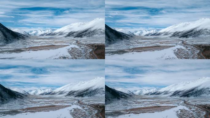 318川藏线安久拉山垭口冰雪覆盖