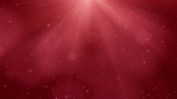 红色的圣诞主题背景，抽象的闪闪发光的天光，散发着神圣的祝福和上帝之光的光芒。流动的粒子，运动的循环