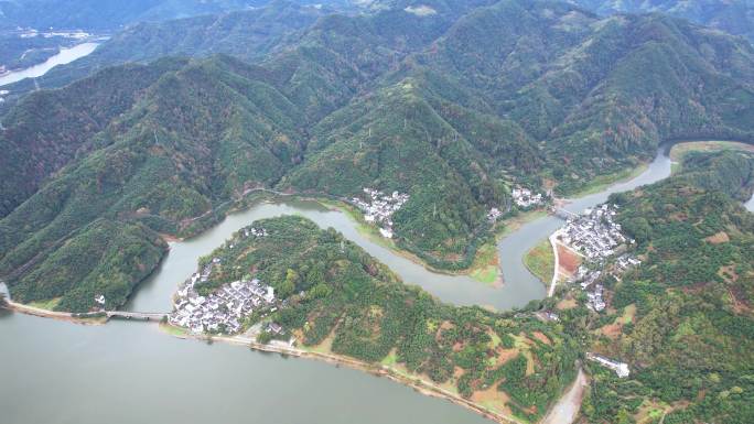 新安江山水画廊自然风光徽文化古村落航拍