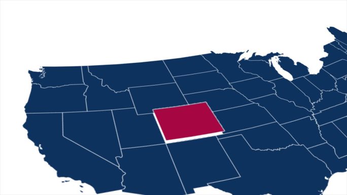 美国地图上的科罗拉多州。美国地图显示了不同的州。