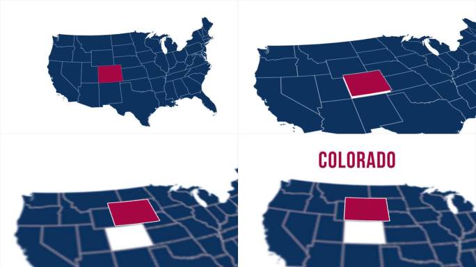 美国地图上的科罗拉多州。美国地图显示了不同的州。