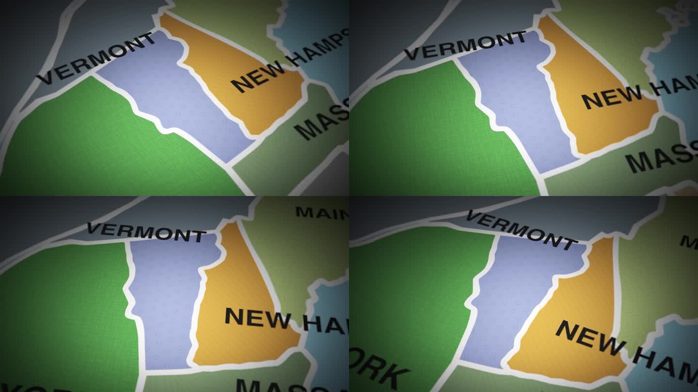 美国地图显示佛蒙特州