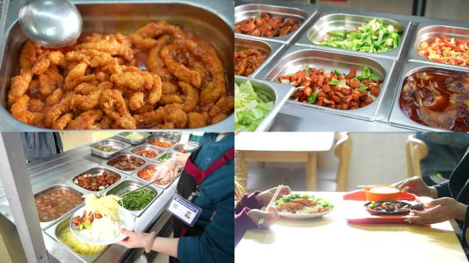 学校单位食堂美食打饭盛菜美味校园餐厅餐饮