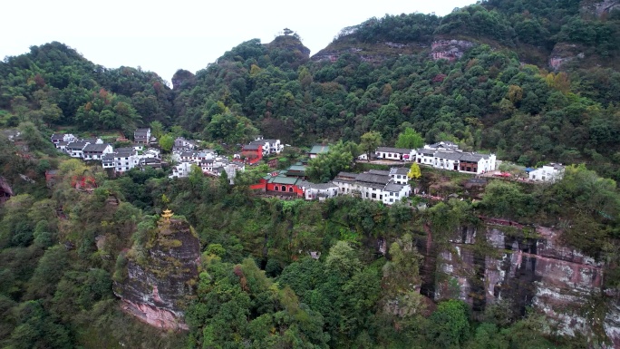 齐云山风景名胜徽派建筑道教名山航拍