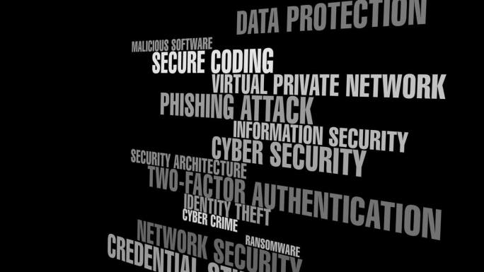 网络安全保护数字时代的数据，使用技术字体和黑色背景，防止网络犯罪、网络攻击和入侵检测系统