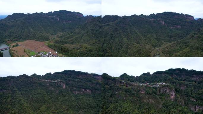 齐云山风景名胜徽派建筑道教名山航拍