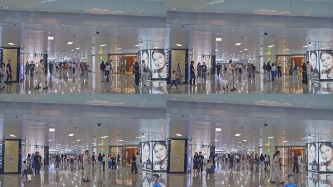 4K实拍，广州天河城商业体与逛街购物市民