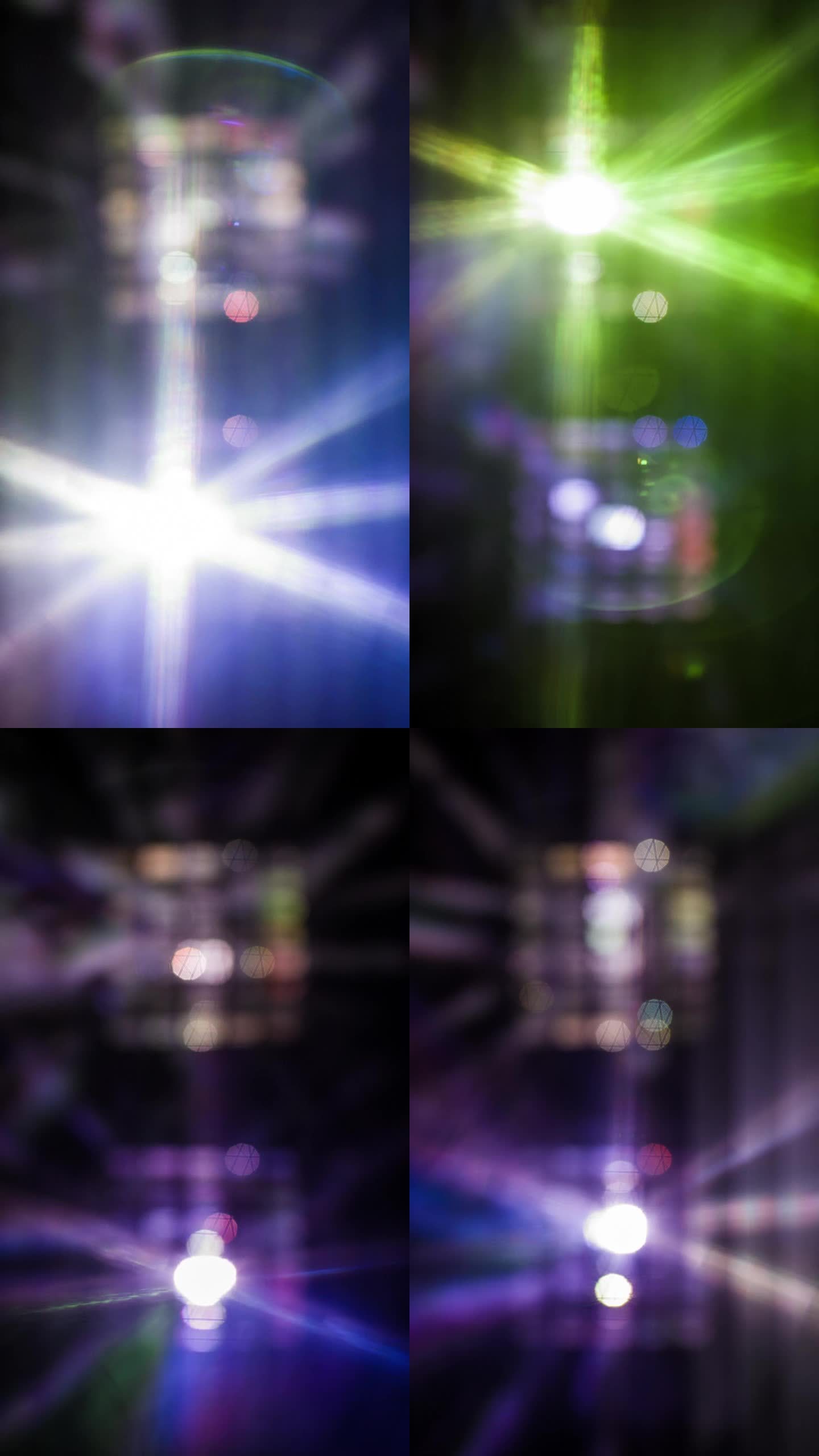 迪斯科灯和激光图案在垂直视频