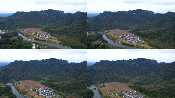 齐云山风景名胜徽派建筑道教名山航拍