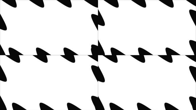 弯曲的黑色形状装饰动画围绕白色背景与复制空间