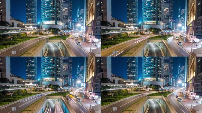 香港城市夜景商业区