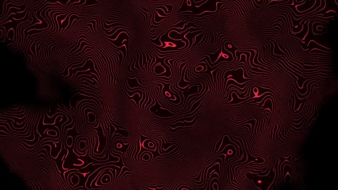 几何畸变地形波背景。红色漩涡线形状上的黑色。