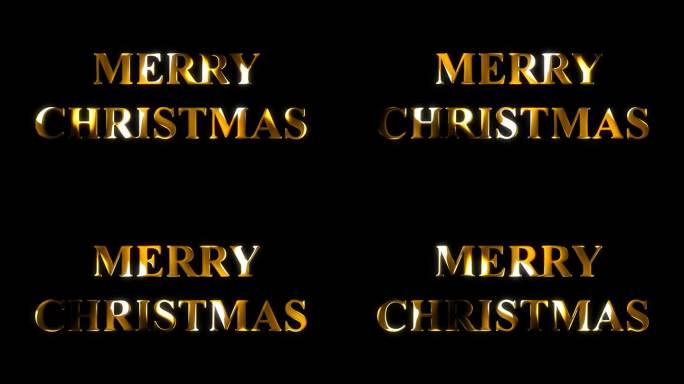 圣诞快乐文字金色效果动画黑色背景