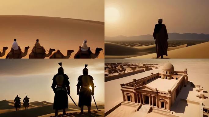 丝绸之路 骆驼商队西域古国 一带一路沙漠