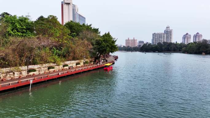 福州西湖公园栈道航拍