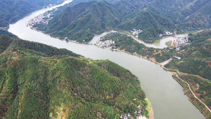 新安江山水画廊自然风光徽文化古村落航拍