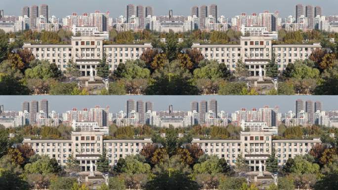 6K中国农业大学东区俯拍伟人主楼地标延时