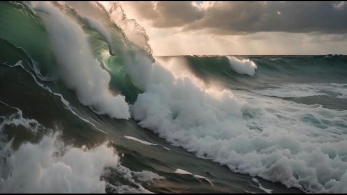 波涛汹涌的大海翻滚